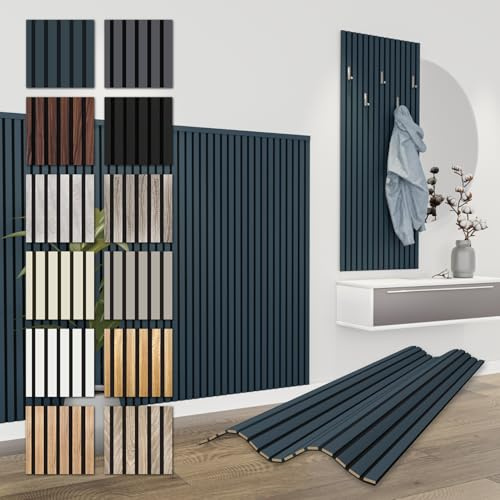 HEXIM Panneaux Acoustiques 138,5x60cm - Paroi à Lamelles Flexible Bois MDF Panneaux Muraux Revêtement à Lamelles Revêtement Mural (1 panneau / 0,83 m² Ocean - APH04)