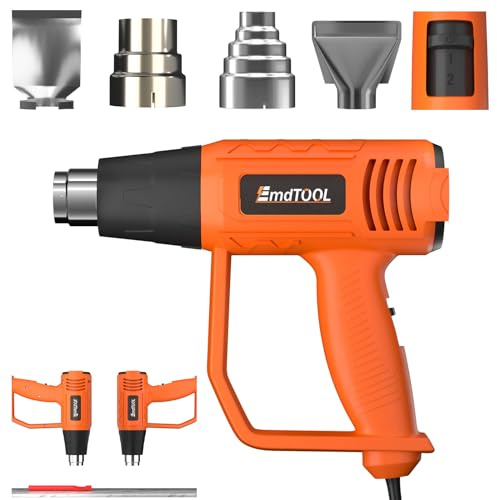 Heat Gun - 2000W Heavy Duty Corded Hot Air Gun with Overload Protection & 4 Nozzles, Heat Guns with 2 Temperature Modes 300°C & 600°C, Ideal Heat Gun for Paint Stripping, Shrinking PVC, Crafts & More