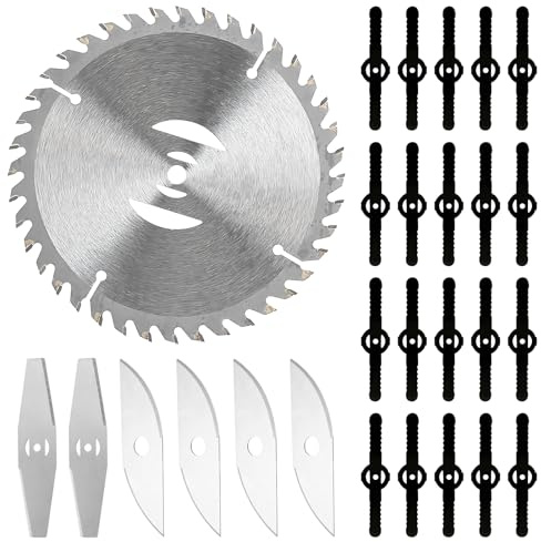 Ersatzmesser für Rasenmäher, 27 Stück Rasentrimmer Ersatzmesser, Rasentrimmer Messer Metall Ersatzmesser Trimmer, Rasenmäher Klinge, Rasentrimmer Zubehör, Metall Ersatzmesser für Akku-Rasentrimmer
