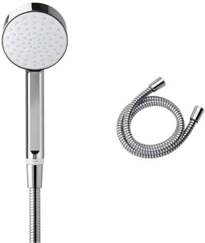 Mira Showers Beat Shower Head Single Spray 90 mm Chrome 2.1703.011 & Zest Universal Shower Hose 1.25m - Chrome
