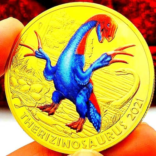 YJMYLTO Dinosaur gilded color printing medal Creative crafts collection - Sickle dragon gold-plated