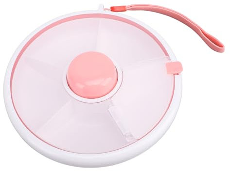 Sxhlseller Snack Rotating Container, Reusable Snack Container 360 Degree Rotating with 5 Compartment Dispenser and Lid, Snack Bundle Leakproof Spill Proof for Lunch Dried Fruit (Pinkish)