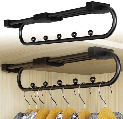 Reixuier Ausziehbare Kleiderstange 30 cm,Verstellbarer Kleiderstange für Schrank,Ausziehbare Teleskopstange Speicherplatz Spare,Kleidung und Hosen Organisieren Aufbewahren (2 Stück 30CM)