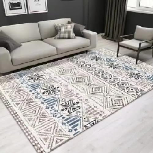 AAFUOO Tappeto in stile etnico per soggiorno, tappeto lavabile, tappeto marocchino rustico neutro geometrico antimacchia per sala da pranzo 240 * 300 cm (95×118 pollici)