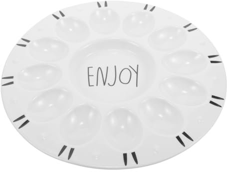 OFFSCH Vassoio Portauova in Ceramica da 10,5 Pollici Resistente all’Usura, Piatto per Uova Ripiene Sicuro e Leggero, per Esporre Uova Fresche e Sode in Tavola da Pranzo