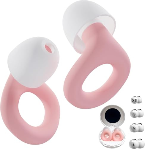 FUJI Ear Plugs –Ultra-Soft Noise Cancelling Ear Plugs SNR 28dB for Sleeping Snoring Travel -Lightweight Comfortable & Reusable– 8 Replaceable Tips Perfect for Concerts Festivals & Musicians (Pink)