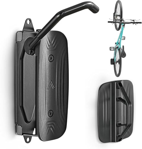 Soporte Bicicletas Pared Giratorio, Colgadores De Bicicleta Para Pared Garaje, Cuelga Bicicletas Vertical Que Ahorra Espacio, Soporta Hasta 30 Kg, Fácil De Instalar, Color Negro.