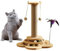 Yunova Tall Cat Scratching Post with 360° Rotation - Sisal & Wood Vertical Scratcher, Anti-Slip Base & Bell Toy - Low-Mess, Durable for Indoor Cats - Natural Beige, 46cm
