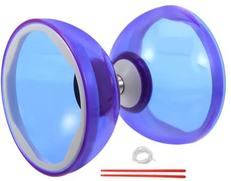 Fegtrtyoa Diabolo-Ball mit Dreifachem Kugellager, Jonglieren, Weiches Gummi, Doppelrad, für Kinder, Outdoor-Spielset, Kristall-TPU, Blau
