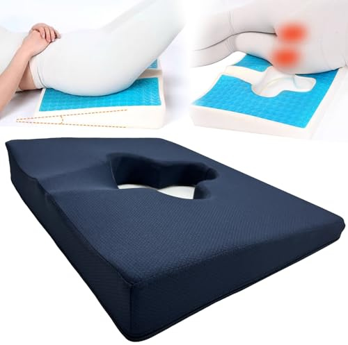 FoKon Gel Wheelchair Seat Cushion,Bed Sore Cushions for Butt,hemorrhoid Pillow,Sciatica,Back,Coccyx,Pressure Sore/Ulcer Pain Relief Butt Pillow,Ergonomic Chair Cushion, Anti-Slip&Washable Cover(Blue)