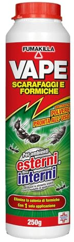 Vape Polvere Insetticida Per Scarafaggi E Formiche 250g Uso Interno ed Esterno Contro Infestazioni Domestiche Azione Lunga Durata (1 Unità)