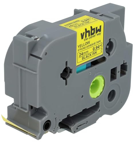 vhbw Schriftband-Kassette Ersatz für Brother TZE-S651 für Etiketten-Drucker 8m x 24mm Schwarz auf Gelb, Extra Stark, Laminiert