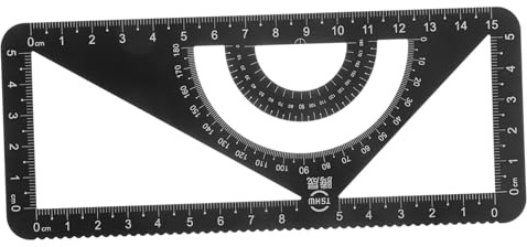 WEKAMOS Righello Triangolo Goniometro in Alluminio Nero Strumento Multifunzionale per Matematica e Progetti per Studenti e Professionisti