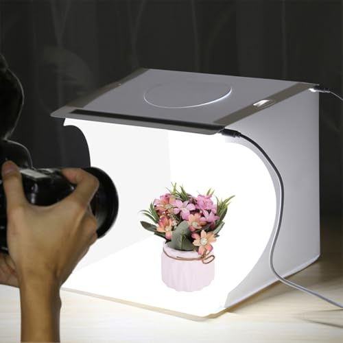 KIMISS Mini Fotografia Portatile Lightbox con Perle a LED Super Luminose, Design Pieghevole, 6 Fondali per Piccoli Prodotti, per Scattare Immagini Professionali