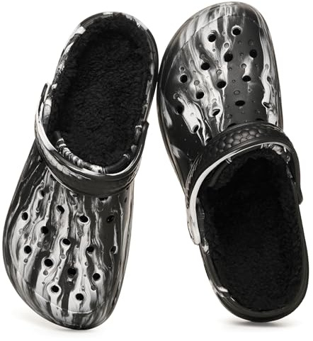 Gaatpot Zuecos y Mules Forrados para Hombre Pantuflas Invierno Zapatillas De Estar para Casa Exterior y Interior Calientes y Cómodos Negro 44/45EU (280)