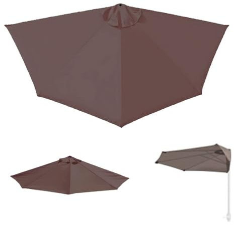 YHNNH 9ft Half Umbrella Replacement Canopy - 5 Ribs Half Round Patio Parasol Cover for Outdoor Balcony Garden Deck -Waterproof Shade Solution