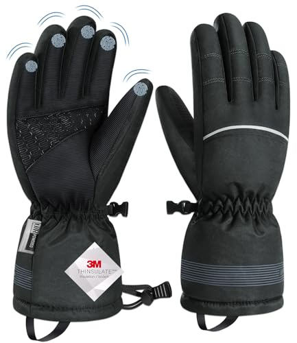PULIOU Handschuhe Herren Damen Winter Thermo Fahrradhandschuhe Warme Winterhandschuhe Winddichte Touchscreen Laufhandschuhe Sporthandschuhe zum Laufen Radfahren Klettern