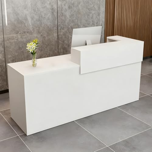 CCUKTFN Empfangstheke mit Schublade und offenen Regalen, moderner Empfangstresen 100–240 cm, Rezeptionstheke für Büro, Salon, Lobby und Einzelhandelsgeschäft