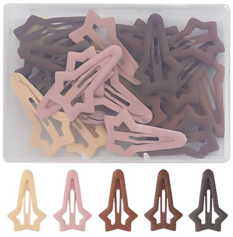 30 Pezzi Stella Mollette Capelli Bambina, 4 cm Fermagli per Capelli a Scatto per Ragazze con Scatola di Immagazzinaggio, Forcine per Capelli per Donna Bambina