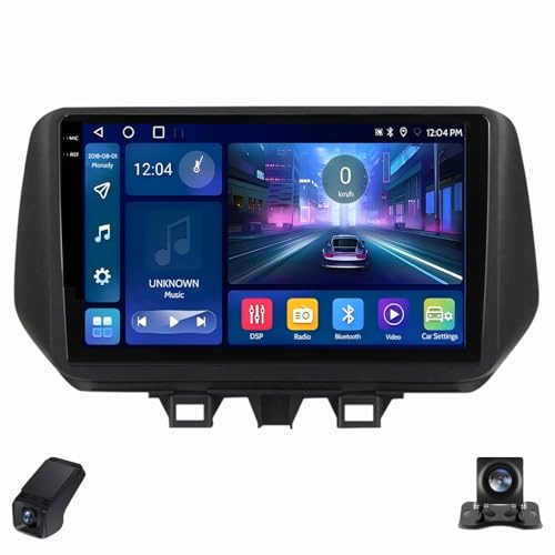 One Din Car Radio 2K Touchscreen for Hyundai Tucson 2018-2020 Car Stereo 9inch Multimedia Player/CarPlay/Android Auto/Bluetooth5.0/4GLTE/GPS/FM/AM/RDS/WIFI/Rear View Cam/ADAS DVR(C30Plus)