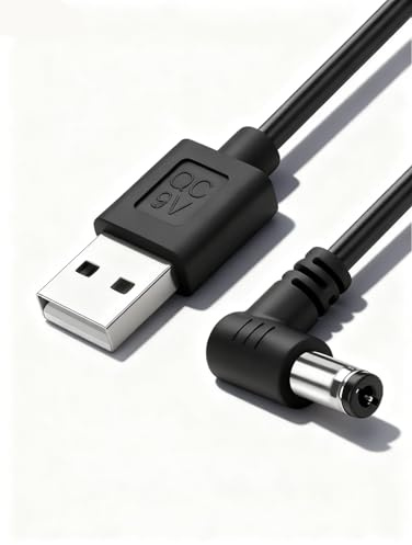 GINTOOYUN Cavo USB a DC 5521 da 90 gradi, 1 m / 3,2 piedi, cavo da USB 5 V a DC 5 V con spina DC 5,5 x 2,1 mm per ventilatore, lampada da tavolo, audio Bluetooth, router wireless, altoparlante (90