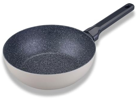 Fackelmann Balance Mini Wok de cerámica, diámetro de 20 cm, aluminio reciclado, mango ergonómico, revestimiento cerámico, resistente al calor hasta 150 °C, sin PFAS, apta para inducción