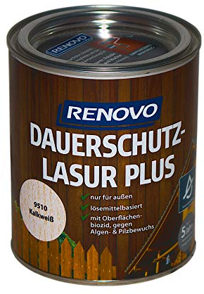 0,75L RENOVO Dauerschutzlasur 9510 Kalkweiss Lasur Holzlasur