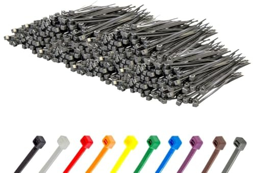 Gocableties Small Silver Cable Ties, 100mm x 2.5mm, Bulk Pack of 1000, 4” Premium Nylon Zip Ties, Plastic Tie Wraps, Secure Self-Locking Mechanism, for Home, Garden, Office and DIY
