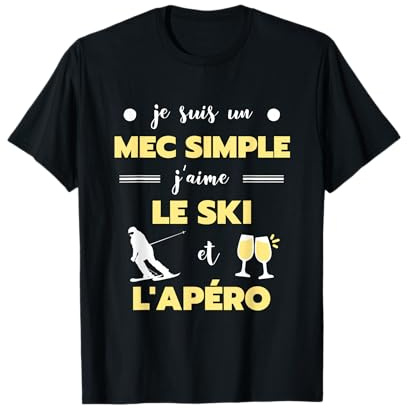Mec simple ski apero humour skieur homme ski de fond skier T-Shirt