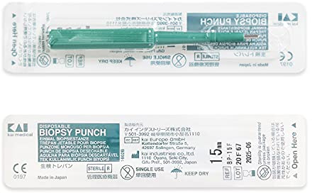 WARRIOR Dermal Anchor Titanium G23 Sterile and Scalpel Biopsy Skin Curette Kai Medical Punch Disposable Perforating Professional Piercing Tool Kit (Ø 2.0 mm, 1 piece)