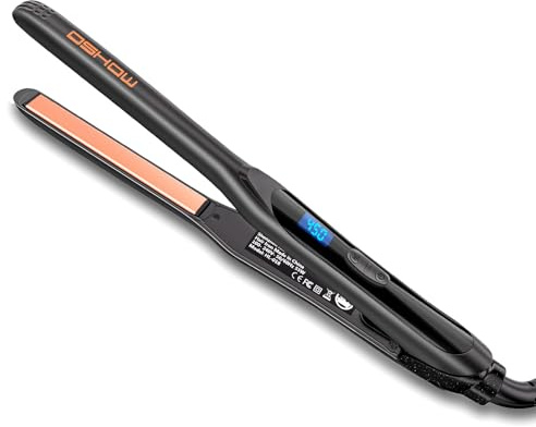 DSHOW 1/2 Flat Iron, Small Flat Iron Hair Straightener for Short Hair, Tourmaline Ceramic Mini Travel Hair Straightener with a Pouch, 6 Temperature, Dual Voltage (Black)