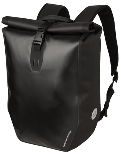 AGU Shelter Fahrradrucksack Wasserdicht, 21L Fahrradrucksack für Herren und Damen mit Reflektierende Details, Rucksack Fahrrad mit Laptopfach aus Premium Recyceltes Polyester - Schwarz