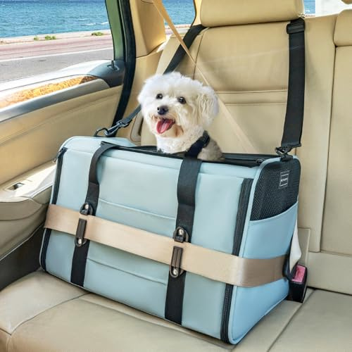 Petsfit Transporttasche Katze und Hund, Faltbare Hundetasche Katzentransportbox Atmungsaktive Hundetragetasche Flugtasche für Haustiere im Auto Flugzeug oder in der Bahn