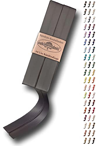 Sandras-Bastelladen Schrägband/Einfassband Satin gefalzt 2m x 20mm 001-Anthrazit
