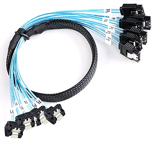 ADCAUDX Câble SATA III : câble SATA de 0,5 m, 6 pièces/lot, câble SATA à angle droit de 90 degrés, câble de données SAS/SATA-6 Gbit/s pour serveur Raid SDD, disque dur, CD, DVD (1,6 FT)