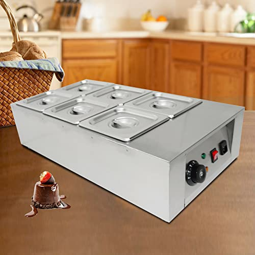 KinHall Schokoladenschmelzgerät Schokoladen-Fondue, 6 * 2L Schokoladen Schmelzen Topf für Schmelzen der Schoko Den Professionellen und Privaten Gebrauch, 1000W