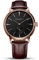 SEA-GULL Minimalistische Herrenuhr mit Lederband und Ersatzstahl-Uhrenarmband (Weiß/Silber), Schwarz/Gold, Einfach