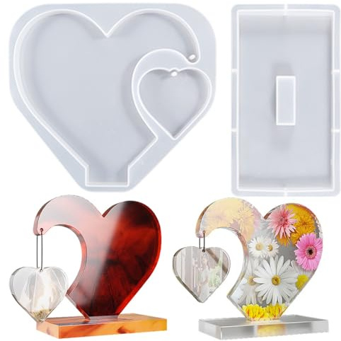 HyzaPhix Resin Silikonform Fotorahmen Herz Groß, Bilderrahmen Gießform Herzförmig Epoxidharz Formen Herzform Harz Gießen Formen Heart Photo Frame Silicene Mold für DIY Handwerk Hochzeit Dekoration