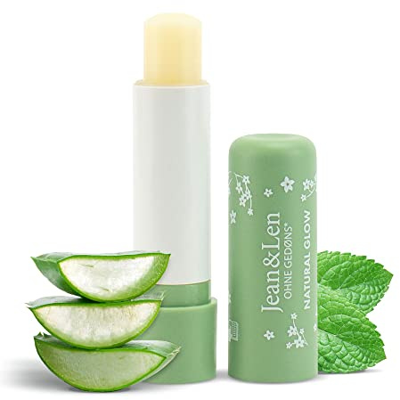 Jean & Len Bálsamo labial hidratante con aloe vera orgánico, menta y manteca de karité orgánicos, protege los labios de la sequedad, sin aceite de palma ni mineral, vegano, 4.7 g