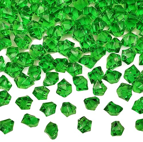 LYFJXX Green Vase Fillers for Home Decor, Fake Crushed Ice Cubes, Vase Fillers, 150 pcs Reusable Fake ice Cubes for Photography Accessories Props Decoration for Wedding