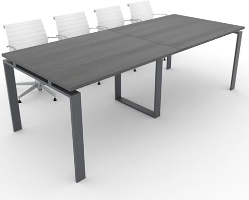 DUÓFIC Mesa de Reuniones, Conferencias y Oficinas. (240x100). Estructura metálica con Marco Abierto Color Gris Grafito. Fabricado en España. Envio a Toda la Península. (Roble Azabache.)