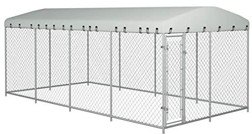 BaraSh Outdoor-Hundezwinger mit Überdachung EisenkäFig FüR Hunde Outdoor Hundezwinger HaustierkäFig Hundevilla 8x4x2,3 m