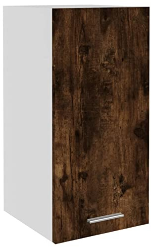 Gecheer Wall Cabinet, Kitchen Storage Cupboard, Hanging Bathroom Cabinet, Floating Home Organizer Unit with Doors and Shelves Smoked Oak 29.5x31x60 cm Engineered Wood
