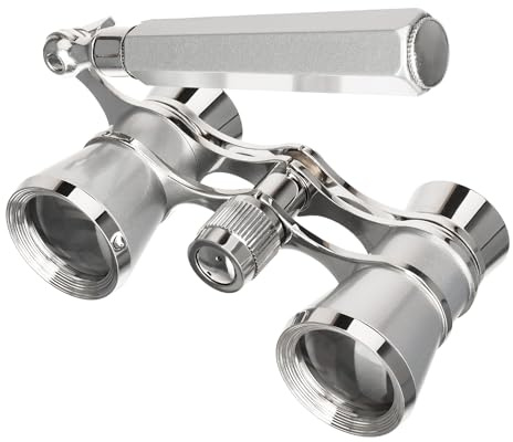 Levenhuk Broadway 325E 3x25 Compact Lightweight Elegant Opera Glasses – Vintage Lorgnette Theatre Binoculars with Adjustable Telescopic Handle, Silver