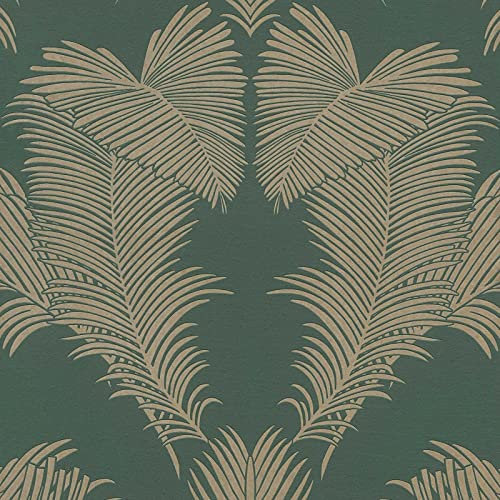 BRICOFLOR Papier peint salon élégant gris & doré Tapisserie chambre adulte motif feuille grise & or Papier peint motif intissé pour couloir