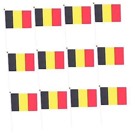 Toddmomy Drapeaux Portatifs Belges à Main Lavables et Légers Lot de 50 en Polyester et Plastique pour Clubs Sportifs et Décorations de Fête