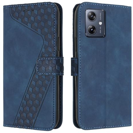 OKZone Funda para Motorola Moto G14, PU Cuero Flip Carcasa Fundas Móvil de Tapa Libro Caso Piel PU para Motorola Moto G14, Billetera Tarjetero Case Telefono Cubrir Móvil Phone Cover (Azul)