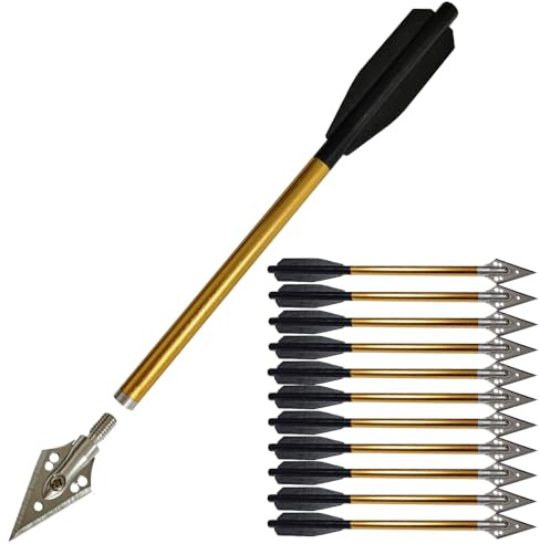 biubiusot 6,3-Zoll-Aluminium-Armbrustbolzen Pfeile Mit Schlagbolzen 50-Pfund Und 80-Pfund, mit Jagdspitze Bogenschießen Für Mini-Armbrust Präzisions-Zielpfeil-Bogenschießen 12pack (Gelb)