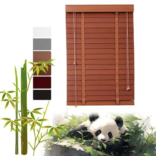 Veneziane in Legno, Tende Orizzontali, Tende in Legno a Doghe Larghe 222 mm, Veneziana Senza Foratura, Veneziane per Interni, per Camera da Letto/Soggiorno/Ufficio/Balcone, Personalizzabile
