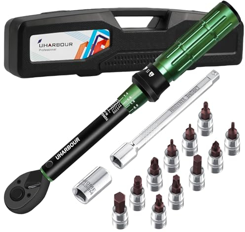 Uharbour Drehmomentschlüssel Fahrrad, 1/4 3-25Nm, Fahrrad Drehmomentschlüssel Set, ±3% Fehlergenauigkeit mit 72 Zähnen